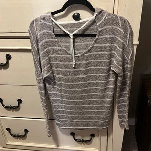 Light grey striped hooded sweater